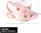 KAMMAK Coffee Cups and Saucers Set of 2, 8.5oz Ceramic Tea Cup with Saucer - Image 2