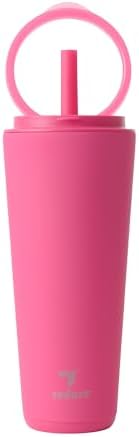 REDUCE Halo 32 oz Stainless Steel Vacuum Insulated Tumbler - Spill Proof Travel Mug with Flip Handle Lid - Keeps Drinks Cold for 32 Hrs - Dishwasher Safe - Cupholder Friendly - Dragon Fruit by Reduce
