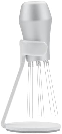 Normcore WDT Distribution Tool with Stand V3, 9 Prong Needle Espresso Stirrer, 18 Needles 0.25mm / 0.3mm Thick Spring Wires, Weiss Distribution Technique, Anodized Aluminum Handle, Silver by NORMCORECOFFEETOOLS