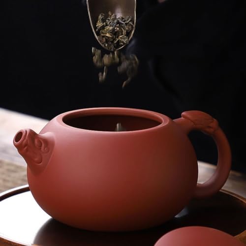 Tea Pots For Loose Tea 200mL-300mL Household Teapot Handmade Cinnabar Mud Single Pot Teapot Tea Room Tea Set Kettle Teapot Xishi Teapot Tea Infuser Pot - Image 5