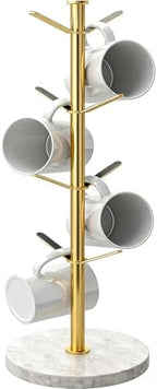 Gypie Gold Mug Holder Tree with Marble Base, 8 Hooks Standard Coffee Cups by GypieHouseware