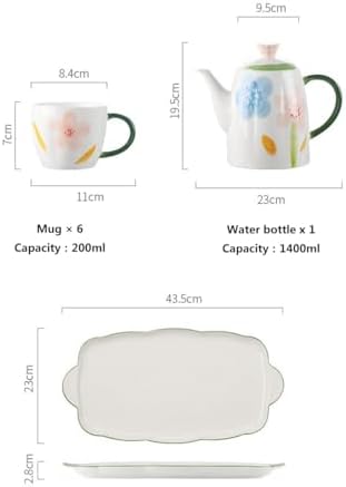 Water Pitcher Household Ceramic Water Set Creative Tea Set Cold Kettle 8-piece Set Household Essential Tea Set teapot Tea Cup Set Water Jug - Image 6