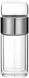 Silver Travel Tea Tumbler, 11.8 Oz Glass Infuser Bottle, Heat-Resistant Double Wall Design for Loose Leaf Tea by Unknown
