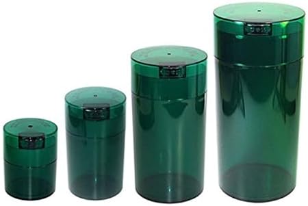 Tightvac Set of 4 - Patented Airtight Storage Container | Multi-use Vacuum Container Keeps Your Herbs and Dry Goods Fresh and Flavorful. Green Tint by Tightpac+America+Inc.