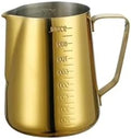 900ML Stainless Steel Pitcher Coffee Frothing Jug Pull Flower Cup Cappuccino Milk Pot Espresso Cup Latte Art Milk Frother Jugs(Gold With Scale,900ML) by Unknown