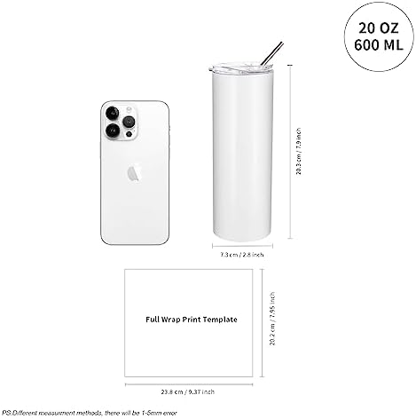 PYD Life 12 Pack Sublimation Tumblers Straight Skinny 20 OZ Bulk Wholesale - Image 3