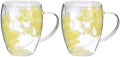 METALLIXITY Flowers Double Wall Glass Coffee Mugs 11.8oz Yellow 2Pcs by METALLIXITY
