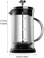 French Press Coffee/tea Maker, Camping Mini Coffee/Tea Press Of Stainless Steel Filter And Heat Resistant Glass, Cold Brew Coffee Maker For Travel, Home(1000ml) - Image 7