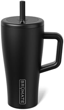 BrüMate Era 20 oz Tumbler with Handle and Straw | 100% Leakproof Insulated Tumbler with Lid and Straw | Made of Stainless Steel | Cup Holder Friendly Base | 20oz (Matte Black) by Br%C3%BCMate