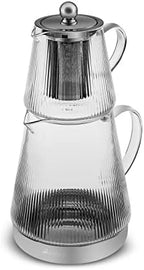 Karaca Keops Turkish Small Teapot with Infuser and Lid (0.45L Tea Pot & 1.5L Induction Kettle) - Borosilicate Glass Small Teapot Set for Stovetops - Clear Tea Maker - Image 7