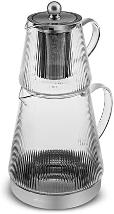 Karaca Keops Turkish Small Teapot with Infuser and Lid (0.45L Tea Pot & 1.5L Induction Kettle) - Borosilicate Glass Small Teapot Set for Stovetops - Clear Tea Maker - Image 7