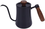 Walfront Gooseneck Coffee Kettle, 600ml 304 Stainless Steel Pour Over Kettle with Wood Handle, Long Spout, Measurement Marks, Precision Brewing Pot for Home Coffee Drip Brewing (Black) by Walfront