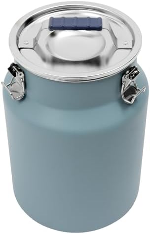 12L/3.17Gal Stainless Steel Airtight Canister Blue Round Food Storage Canisters with Airtight Lid&Locking Clamp Rice Cereal Grain Canisters Container Bucket for Rice Milk Jug Coffee Bean Storage - Image 7