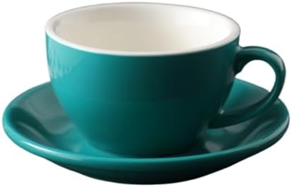 Ceramic Cappuccino Cup and Saucer Set, 8oz Thickened Latte Mug for Coffee Art, Professional Barista Style Drinkware for Home Office Cafe - 250ml (Ocean Blue) by Unknown