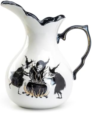 Potter's Studio Witches Brew Pitcher, 4 Assorted Halloween Tea Cup and Saucer Sets with Gold Trim - Image 2