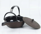 Japanese Cast Iron Flat Teapot with Tea Strainer - Kanbin Teapot - Dark Brown - 250ml - Nambu Ironware - Made in Japan - Image 2
