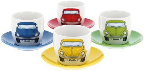 BRISA VW Collection - Beetle Bug Ceramic Espresso Cups, 4-Pack by BRISA