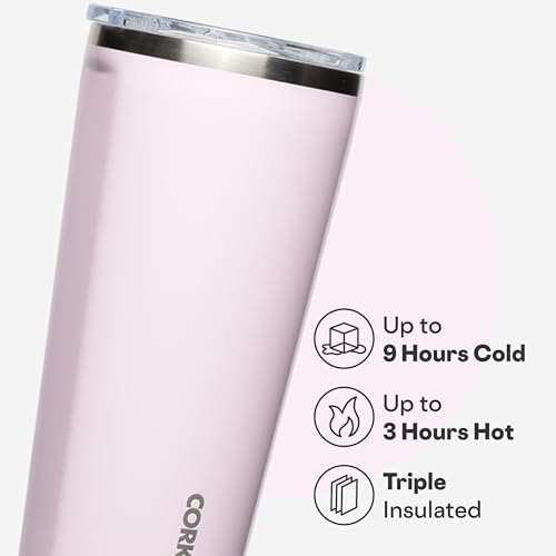 Corkcicle Insulated Tumbler with Sliding Lid, 24 oz, Powder Puff - Image 3