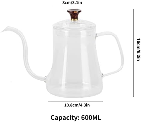 flexman Pour Over Coffee Kettle, Heat Resistant Reusable High Borosilicate Glass Gooseneck Spout Coffee Tea Pot, Coffee Maker for Cafe, Restaurant, Bar, Home (600ml) - Image 5