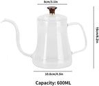 flexman Pour Over Coffee Kettle, Heat Resistant Reusable High Borosilicate Glass Gooseneck Spout Coffee Tea Pot, Coffee Maker for Cafe, Restaurant, Bar, Home (600ml) - Image 5