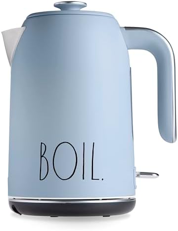 Rae Dunn Electric Hot Water Kettle - Stainless Steel Coffee Maker, Tea Kettle, Swivel Base, With Automatic Shut Off Boil-Dry Protection, Easy Pour, 1500 Watt Boiling Power, 1.7 Liters, Baby Blue by RaeDunn