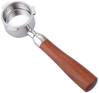 51mm Bottomless Portafilter Fits DeLonghi EC680 and EC685 Espresso Machine Stainless Steel Naked Portafilter Along with Double Shot Filter Basket Coffee Bottomless Handle-Wooden by Joytata