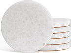 Pure White Marble Coasters Set of 6, Elegant ICY Crystal Coasters for Coffee Table, 4" Round Polished White Stone Coaster with Sparkling Texture – Heat Resistant, Non-Slip, Housewarming Gift by YONGHEE