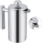 Stainless Steel French Press French Press Coffee Maker Stainless Steel Tea 350ML Double Wall Insulated with Precision Filter Cool Touch Handle Mirror Finish for Tea Lovers - Image 2