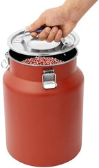 12L/3.17Gal Stainless Steel Airtight Canister Red Round Food Storage Canisters with Airtight Lid&Locking Clamp Rice Cereal Grain Canisters Container Bucket for Rice Milk Jug Coffee Bean Storage - Image 3