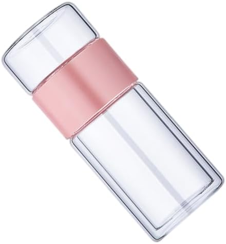 Cabilock Pink 300ml Double Wall Glass Tea Infuser Bottle Cup for Tea by cabilock
