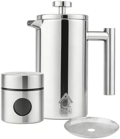 QNA French Press Coffee Maker Set, 20oz 304 Stainless Steel - Image 2