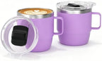 6 oz Stackable Mug, Stainless Steel cup with handle, Vacuum Insulated Espresso/Coffee Mug, shot Glass Set for 2-Piece Set for Coffee, Spirits, Wine, Tea-purple by ZREGGUR