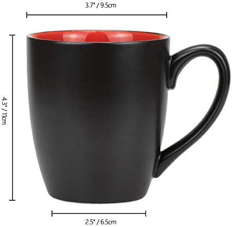 Foraineam Set of 6 Coffee Mugs 16 Ounces Matte Black Porcelain Mug Set Large-sized Ceramic Restaurant Drinking Cups for Coffee, Tea, Juice, Cocoa - Image 2
