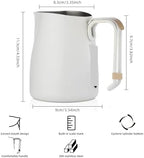 Milk Frothing Pitcher Stainless Steel 20oz/600ML Coffee Milk Frother Cup Milk Frothing Pitcher with Measurement for Coffee(White) - Image 2