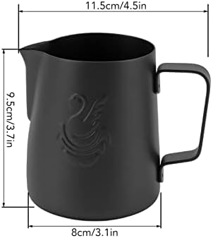420ml 304 Stainless Steel Milk Frothing Pitcher with Handle, Frother Cup with Eagle Beak Spout, Latte Cup for Milk Coffee Tea (Black) - Image 2