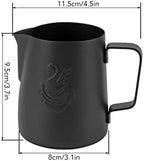 420ml 304 Stainless Steel Milk Frothing Pitcher with Handle, Frother Cup with Eagle Beak Spout, Latte Cup for Milk Coffee Tea (Black) - Image 2