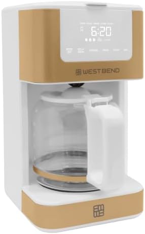 West Bend Timeless 12-Cup Programmable Coffee Maker with Brew Strength Selector for Hot and Iced Coffee, Includes 1-4 Cup Brew Option and Permanent Filter by WestBend