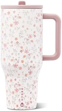 HydroJug Traveler 40oz, Insulated Tumbler with Handle & Straw, Magnolia by Hydrojug