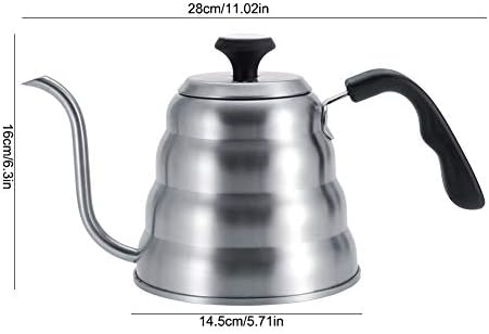 Stainless Steel Coffee Pot Gooseneck Coffee Kettle 1L with Built in Thermometer Precise Pouring Ergonomic Handle for Pour Over Tea Home Kitchen (Sanding plus thermometer 1.2L) - Image 3