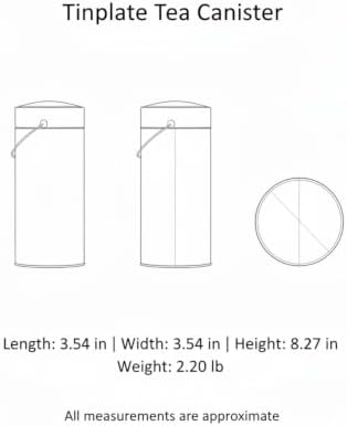 Food Storage Canister with Built-in Scoop, Round Tinplate Metal Jar for Loose Leaf Tea Organization, Black Finish - Image 7