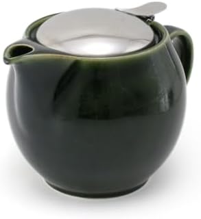 Zero Japan Bee House Round Teapot For One, 15 Oz - Ceramic Tea Pot with Stainless Steel Lid and Infuser, Smooth-Pour Spout, Diswasher and Microwave Safe Tea Pots (Antique Green) by ZEROJAPAN