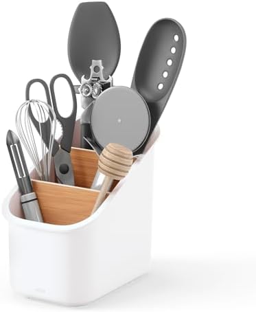Umbra Bellwood Utensil Holder, Kitchen Storage Organizer, White/Natural by Umbra