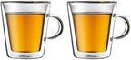 BODUM 10325-10 Bodum Canteen Double Wall Mug, 6.8 fl oz (200 ml), Set of 2, Heat Resistant Glass, Microwave Safe, Oven, Dishwasher Safe, Freezer Safe by Bodum