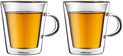 BODUM 10325-10 Bodum Canteen Double Wall Mug, 6.8 fl oz (200 ml), Set of 2, Heat Resistant Glass, Microwave Safe, Oven, Dishwasher Safe, Freezer Safe by Bodum