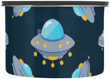 Cartoon Cute Blue-gray Spaceship Designed Food Containers With Lids Stainless Steel Containers For Food Storage Push Button Coffee Canister - Image 2