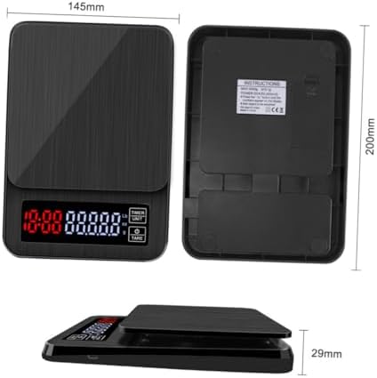 Happyyami 5Kg Electronic Coffee Scale with Timer Capacity Precision Sensors for Cooking and Baking Portable Kitchen Scale Black Color for Weighing Coffee Grains and More - Image 6