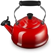 Le Creuset Enamel On Steel Whistling Tea Kettle, 1.7 qt., Cerise/Black Knob - Image 2