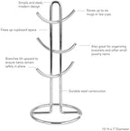 Spectrum Diversified Euro 6 Holder, Alloy Steel, Countertop Mug Tree, Mugs & Tea Cup Storage Rack, Coffee Counter Bar Accessory & Kitchen Organizer, 1 Count (Pack of 1), Chrome - Image 2