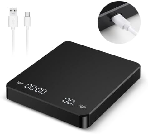 Coffee Scale 3kg/0.1g Digital Scale with Timer, Matte Black Kitchen Scale - Image 2