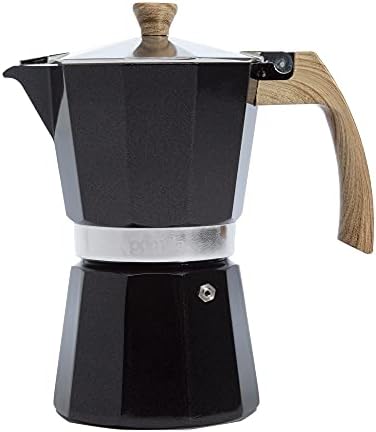 Primula Aluminum Stove Top Espresso Coffee Maker, Percolator Coffee Pot for Moka, Cuban Coffee, Cappuccino, Latte and more, Perfect for Camping, 6 Cup, Black by Primula